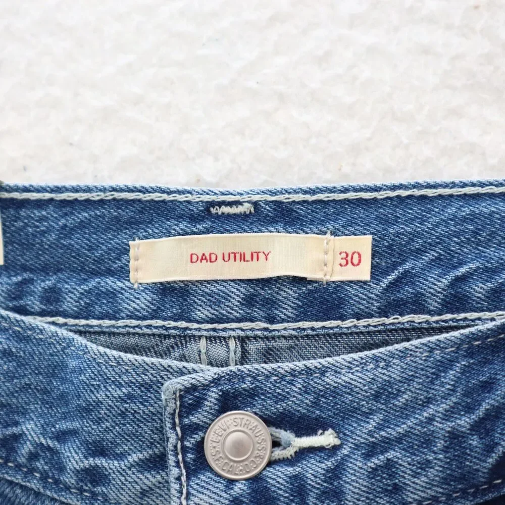 Levi's Loose Fit Jeans Women's 30 Blue Utility Dad Mid Rise Straight Leg Big E - Picture 5 of 13